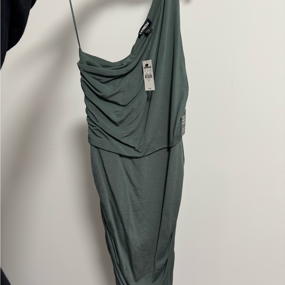Express One-Shoulder Dress in Sage